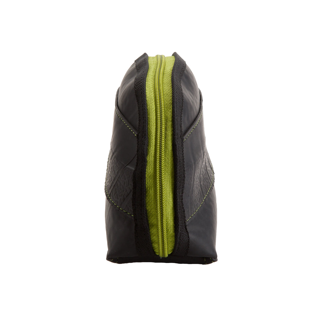 Ness Multipurpose Inner Tube Vegan Travel Pouch in six colors, showcasing its unique texture and handcrafted design.